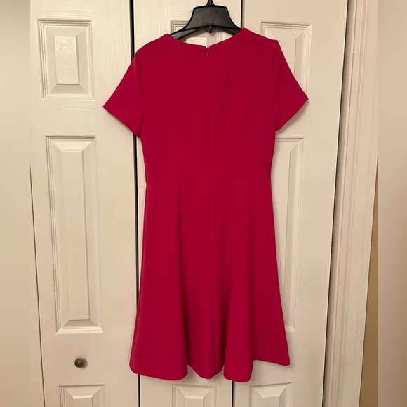 Ann Taylor Crew Neck Short Sleeve Flare Dress in Hot Pink - Picture 4 of 8